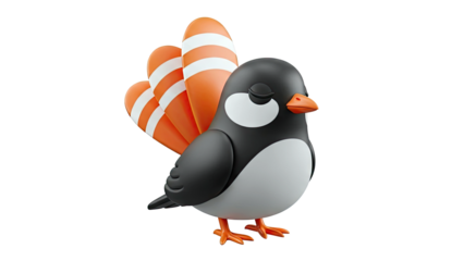Cartoon Bird with Traffic Cone Tail