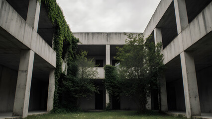 Brutalist Concrete Architecture Reclaimed by Nature