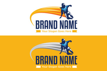 simple modern Baseball Player Sliding sport vector illustration logo design