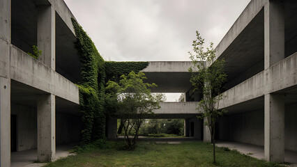 Brutalist Concrete Architecture Reclaimed by Nature