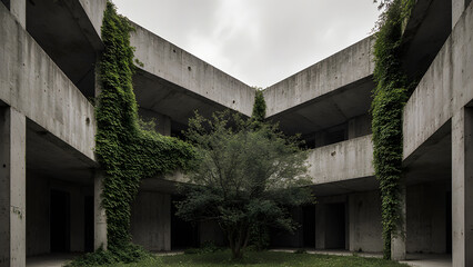 Brutalist Concrete Architecture Reclaimed by Nature