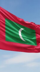 Maldives Flag Waving in Natural Light