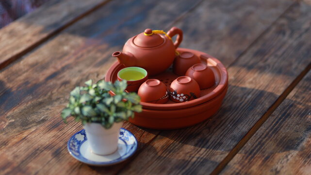 bộ ấm ch&eacute;n bằng gốm m&agrave;u n&acirc;u thật đẹp