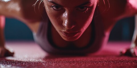 Female Athlete Doing Push-Ups