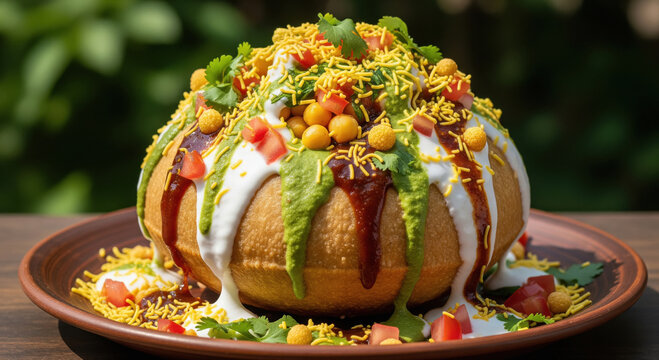 Delicious Raj Kachori Chaat: Traditional Indian Street Food Delight