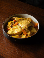 Thai spicy sour curry with King mackerel fish