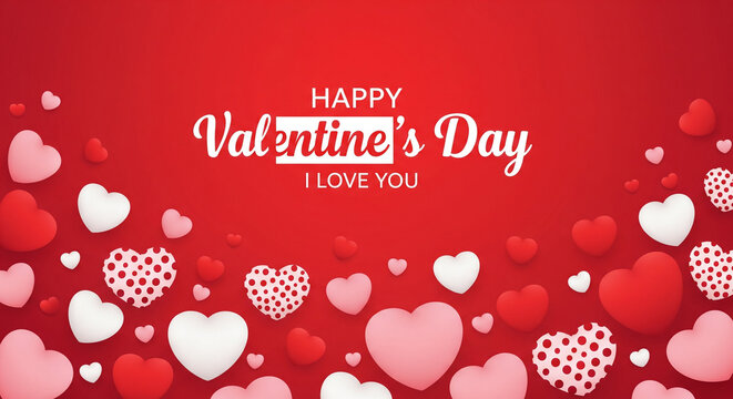 Velentine's day poster banner background with Red and Pink heart. Valentine template or background love of valentine day.