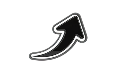 Black Upward Curved Arrow Icon