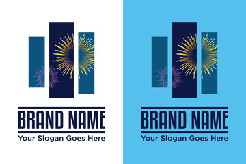 simple modern Fireworks with bars vector illustration logo design