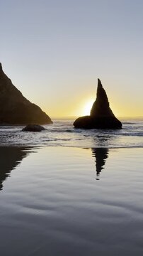 Sea stacks at sunset on the Oregon coast 