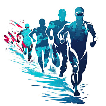 An illustration of a group of runners
