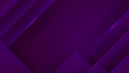 Mysterious deep purple background featuring tilted geometric layers with glowing violet edges and professional shadow depth