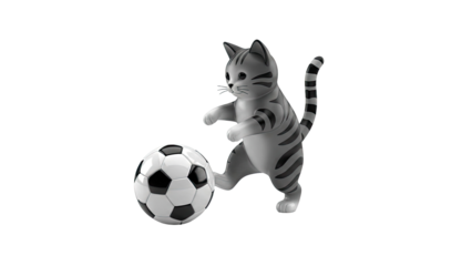 Cartoon cat playing with a soccer ball