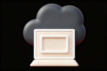 Cloud computing symbol with laptop