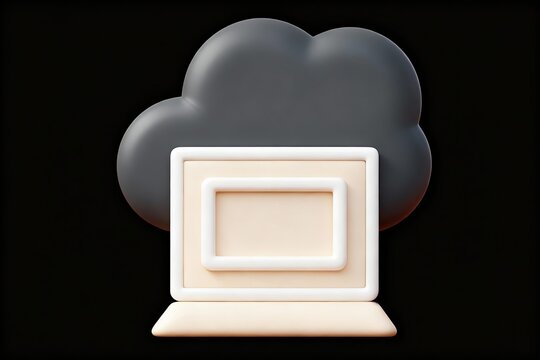 Cloud computing symbol with laptop - Powered by Adobe