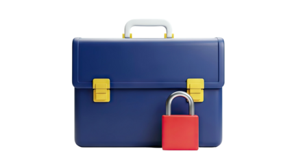 Blue Briefcase with Red Padlock