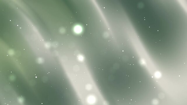 Ethereal sage green and silver gradient background featuring soft light flares and floating dust particles