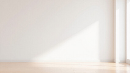 Minimalist interior with sunlight shining through empty room