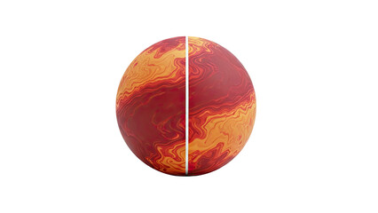 Abstract Sphere with Red and Orange Marbling