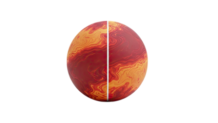 Abstract Sphere with Red and Orange Marbling