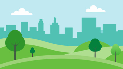 Obraz premium Minimal Eco City Park Vector