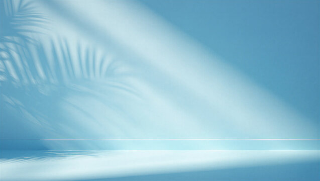 Serene tropical background with palm shadow and sunlight