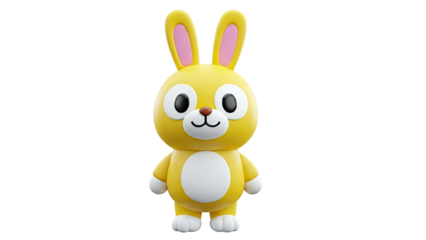 Cute Yellow Cartoon Bunny 3D Render