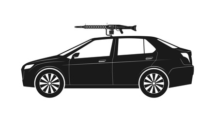 Hunting car icon, a machine gun installs on a car