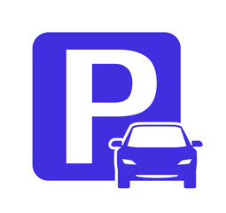 Car parking icon for a car parking space