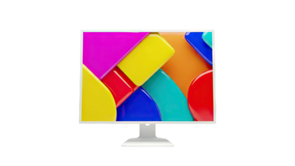 Monitor displaying abstract colorful geometric shapes