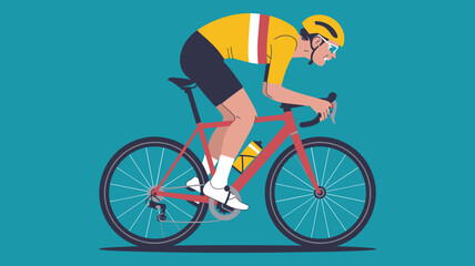 Fototapeta premium Professional Cyclist Racing on a Road Bike in an Aerodynamic Stance, Concept of Athletic Endurance, Competitive Cycling Performance, High-Speed Racing, and Active Fitness Lifestyle Vector Illustration