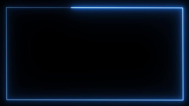 Abstract glowing neon light rectangle border frame animation, Futuristic light effect isolated on black Background