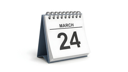 Desk calendar displaying March 24 on white background