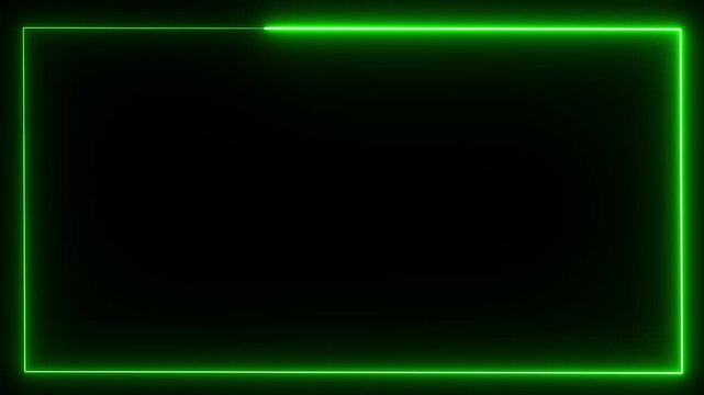 Abstract glowing neon light rectangle border frame animation, Futuristic light effect isolated on black Background