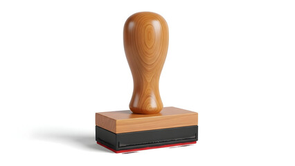 Wooden handled rubber stamp on white background