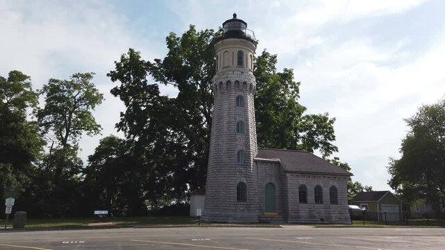 Old Fort Niagara Light, an inactive historic lighthouse in Youngstown, New York near Fort Niagara. On the Niagara River where it meets Lake Ontario.