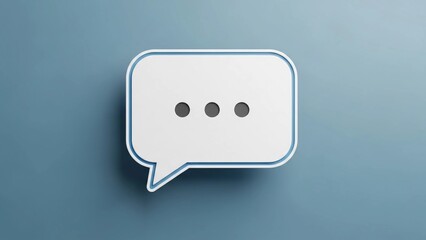 A simple white speech bubble on a blue background with three dots