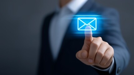 Corporate Email Protection Concept Showing Executive Removing Scam Message via AI Security Interface
