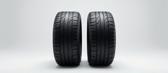 Black car tires displayed side by side on a neutral background.