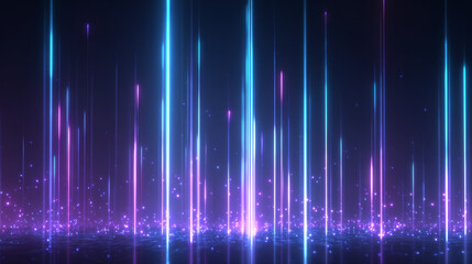 Fototapeta premium Neon line light beam blue glow purple glow digital background abstract pattern vertical light futuristic fantasy sparkle Neon line light beam blue