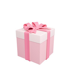 Obraz premium 3D Pink Gift Box with Glossy Ribbon for Valentine Surprise and Birthday Celebration