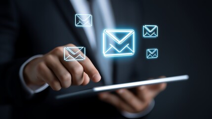 Digital Email Threat Prevention Scene with Augmented Reality Inbox Highlighting Phishing Warning
