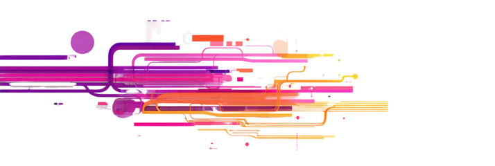 Technological Flow: A vibrant display of interconnected lines and circular nodes, symbolizing the seamless flow of data and information in a technological network.