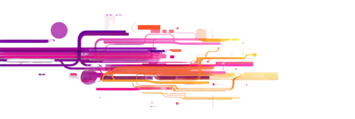 Technological Flow: A vibrant display of interconnected lines and circular nodes, symbolizing the seamless flow of data and information in a technological network.