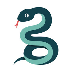 Obraz premium Coiled Snake with Tongue Out Illustration.