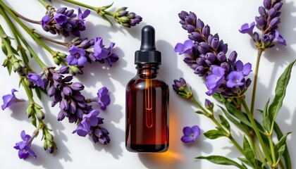 Elegant Lavender and Amber Dropper Bottle White