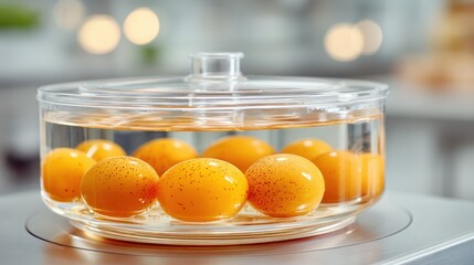 A laboratory kitchen featuring a controlled-temperature water bath setup for experiments.