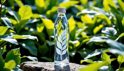 Elegant Glass Water Bottle Lush Jungle Scene