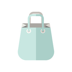 Mint Green Shopping Bag Illustration on White Background.