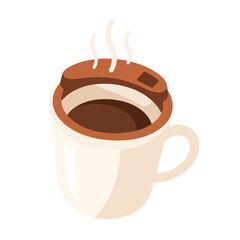 Steaming Coffee Cup with Lid - A Warm Beverage Illustration.